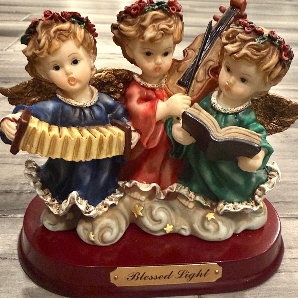 VINTAGE Colorful Angel Figurine Trio